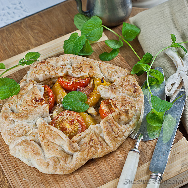 Caramelised onion and vegetable tart