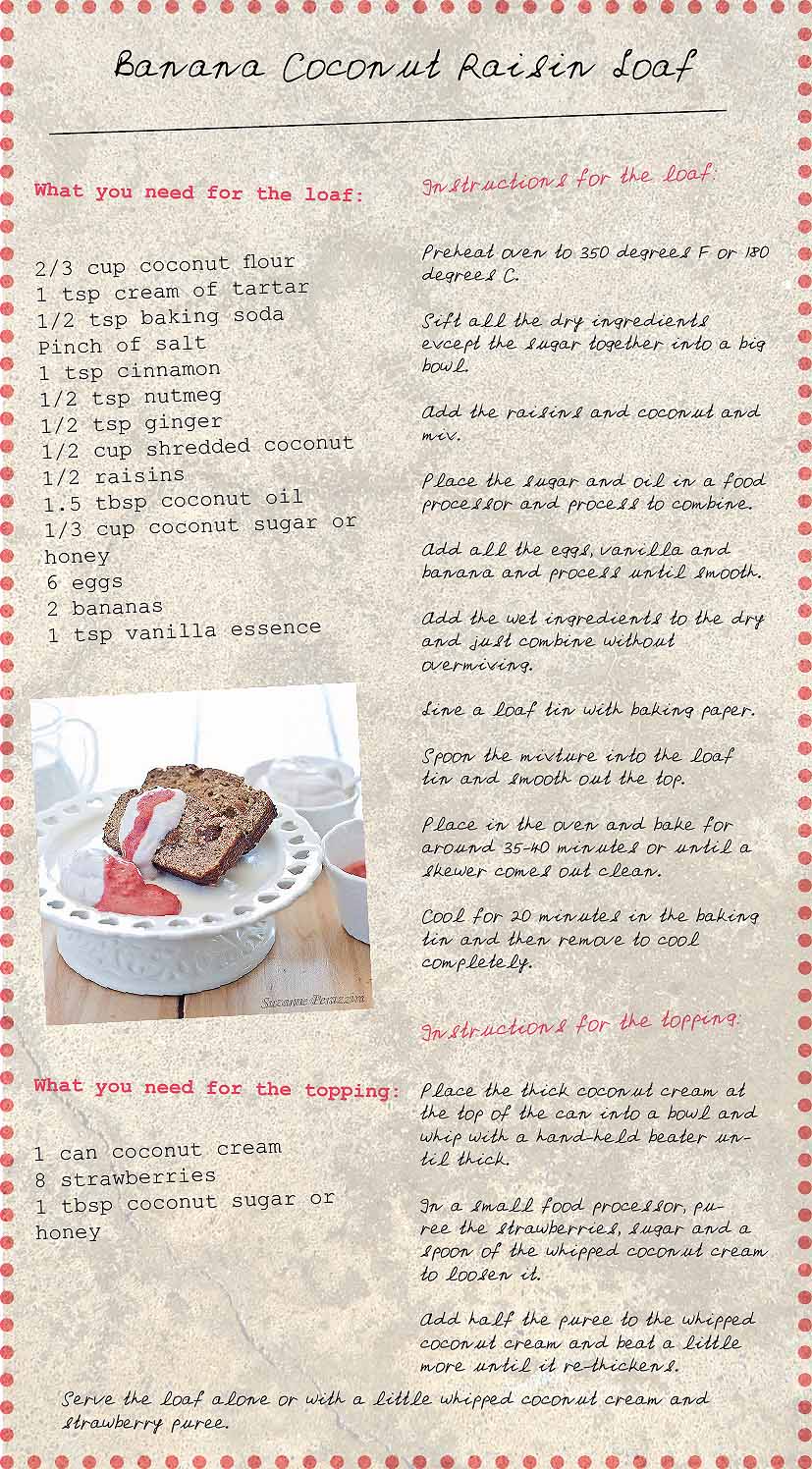 Banana Coconut Raisin Loaf Recipe