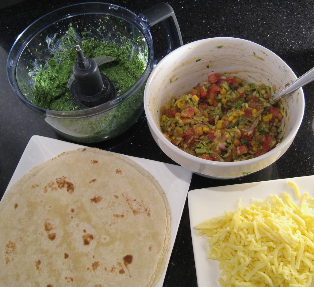 Ingredients for Spinach and Cheese Quesadillas