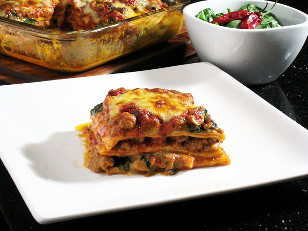 Fast lasagna with spinach 