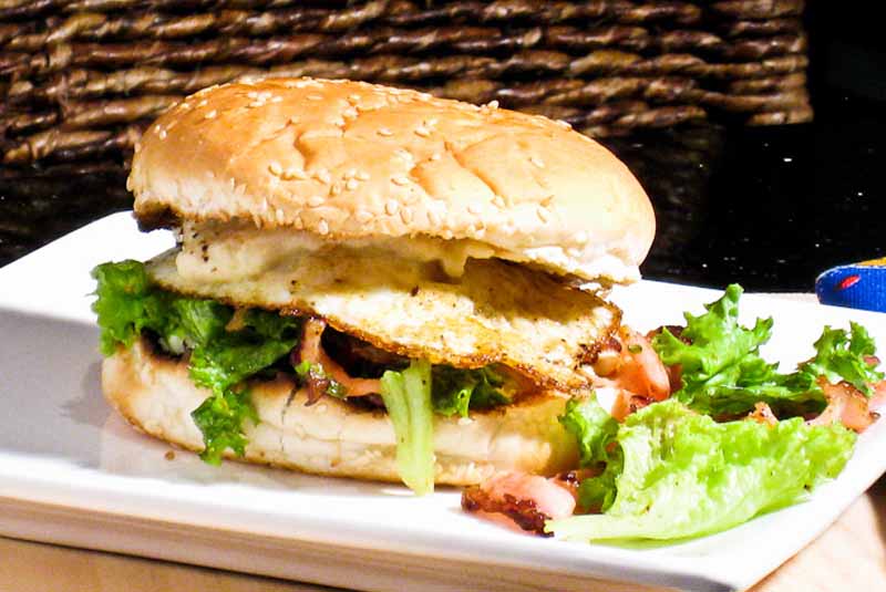 Fried Egg, Bacon & Feta Sandwich 
