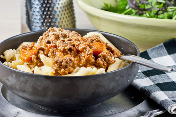 Pasta with Creamy Tomato Mince sauce