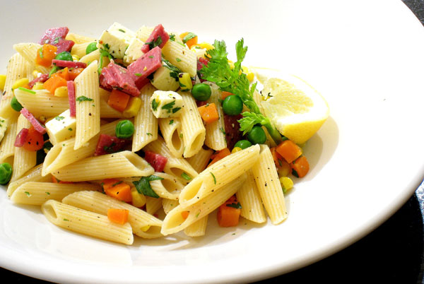 Warm pasta salad