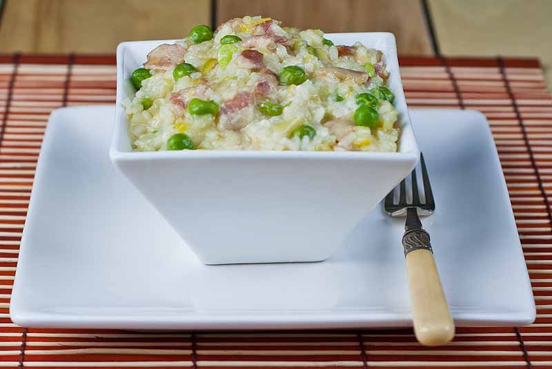 Leek, Bacon and Pea Risotto 