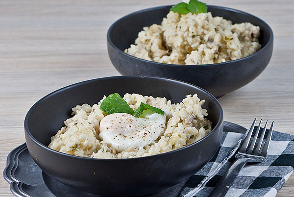 Mushroom Risotto with Poached Egg 