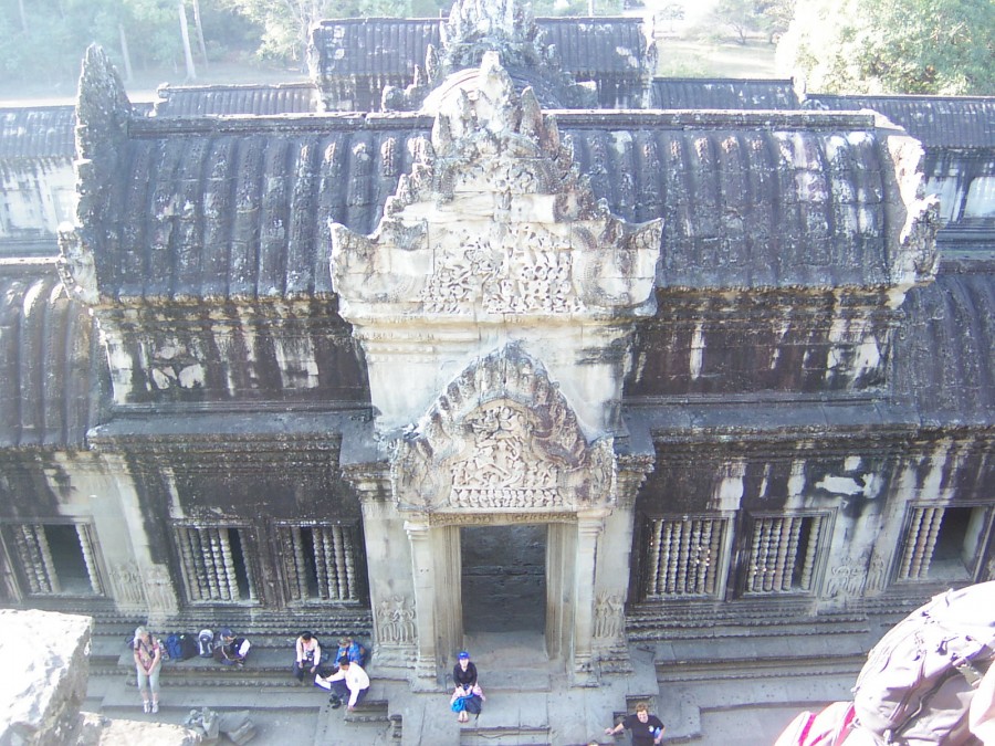 Angkor Wat - looking down the steps from the third level Angkor Wat - looking down the steps from the third level