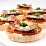 Beef, Feta and Roasted Pepper Open Sandwiches