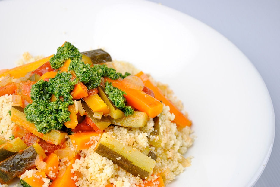 Vegetable Couscous with Moroccan Pesto Recipe
