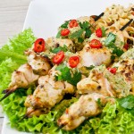 Chicken Skewers, Satay Sauce & Fiery Noodle Salad
