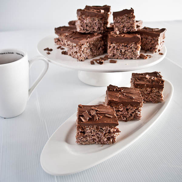 Coco Pops & marshmallow Krispies with nutella & chocolate icing 