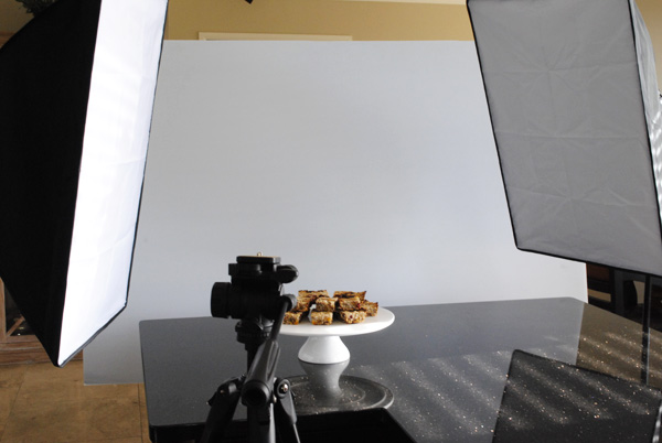 Photography & lighting set up  on granite bench