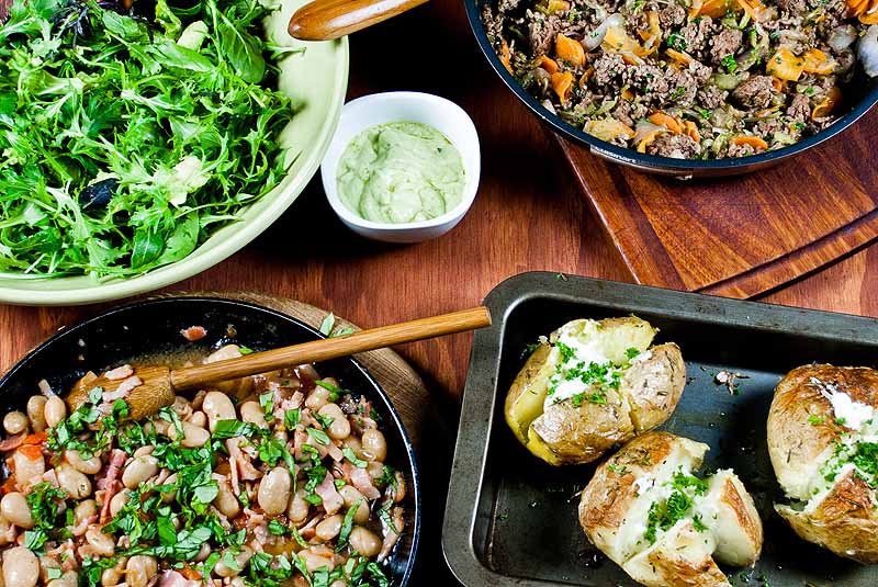Jamie S 30 Minute Beef Hash Jacket Potatoes