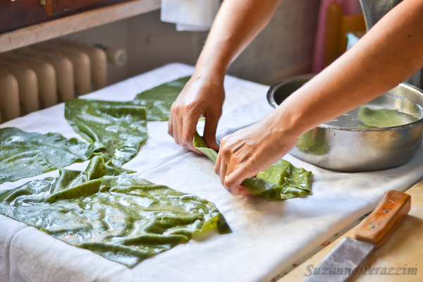 Placing out the rolled dough to dry