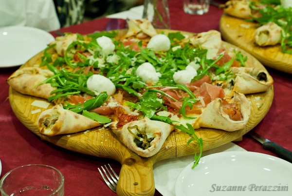 Monster pizza with secret pockets, each containing a different filling - so delicious