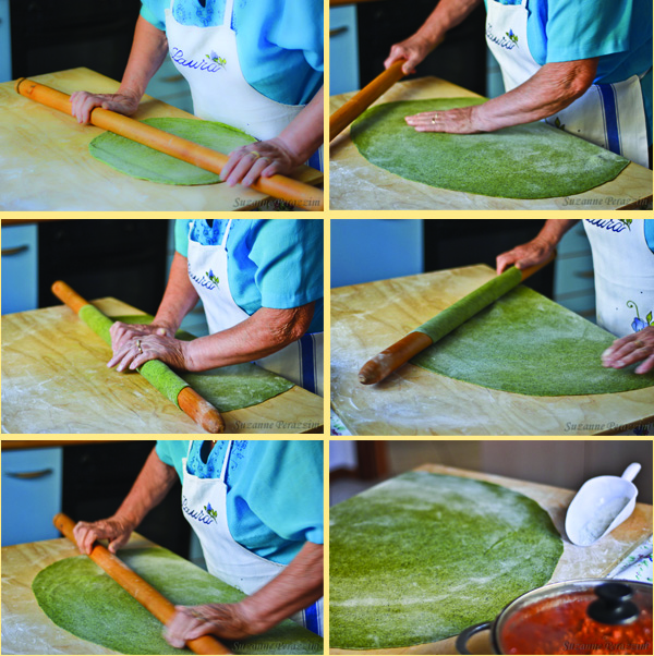 Rolling the dough for the lasagna