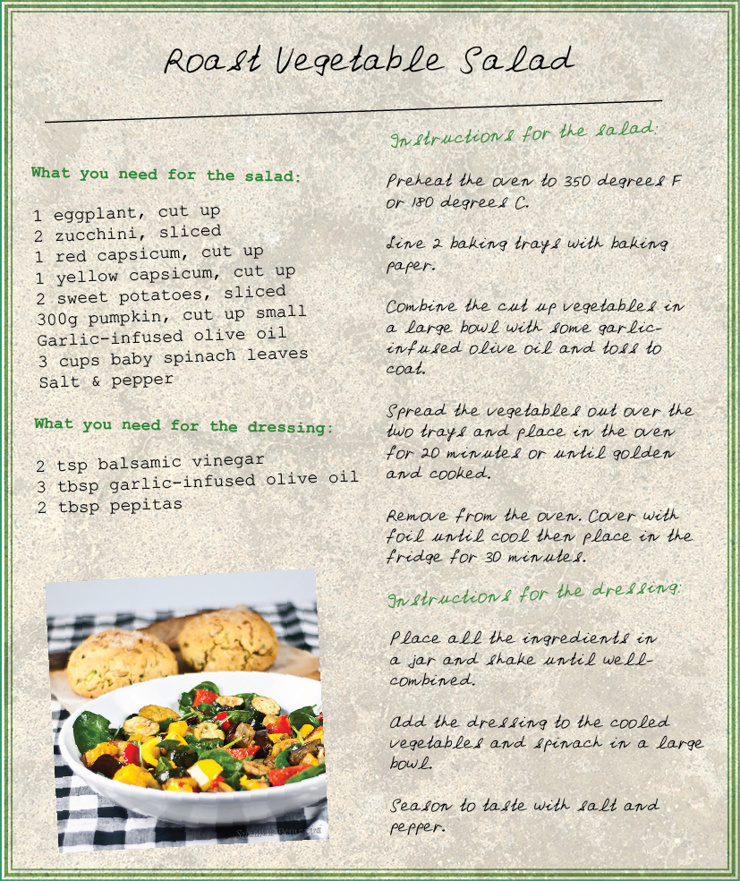 Roasted Vegetables & Zucchini Cornbread - a gluten-free & low FODMAP recipe