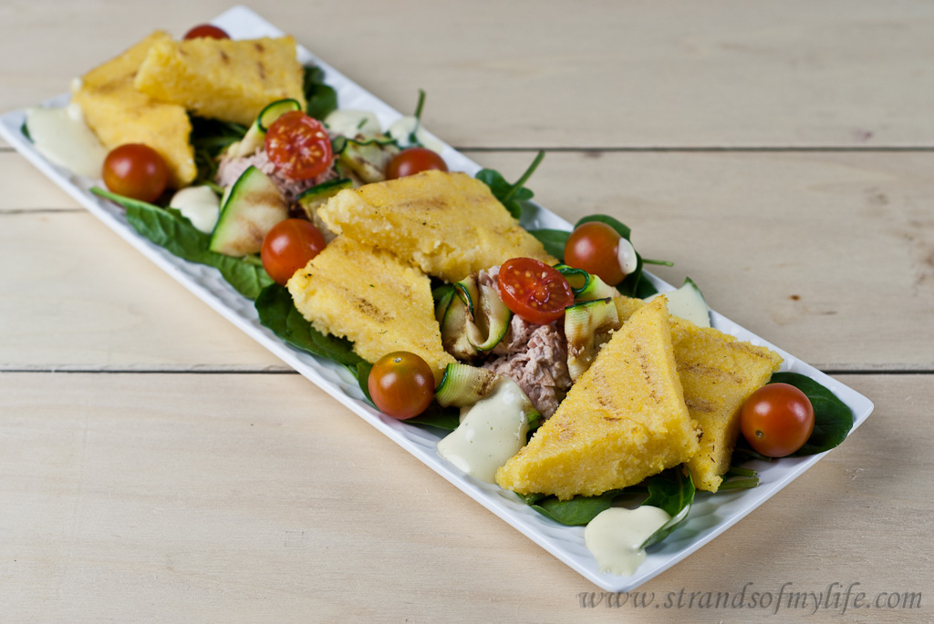 Polenta Triangles and Tuna Salad - gluten-free and low FODMAP