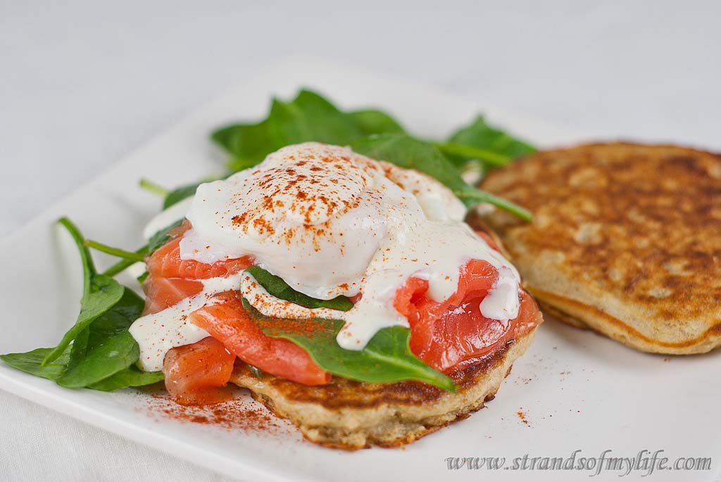 Salmon & Egg with gluten-free pancakes - low FODMAP