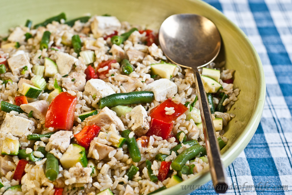 Chicken feta brown rice salad