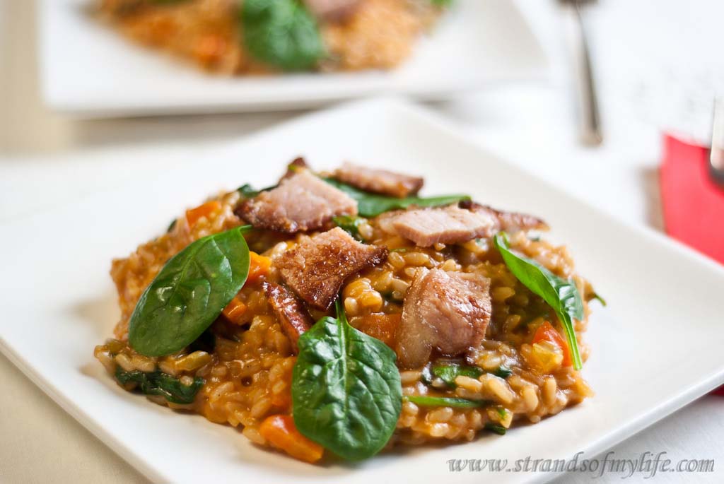 Bacon & Spinach Risotto - low Fodmap and gluten-free