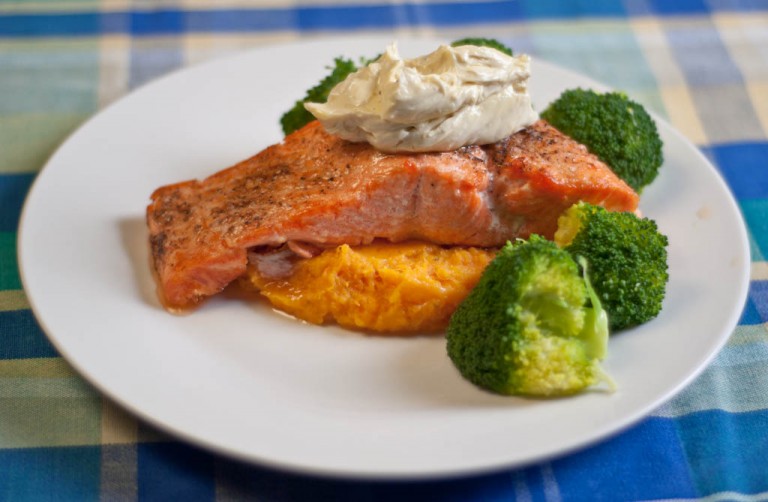 Baked Salmon & Anchovy Mayonnaise low Fodmap & glutenfree • The Low